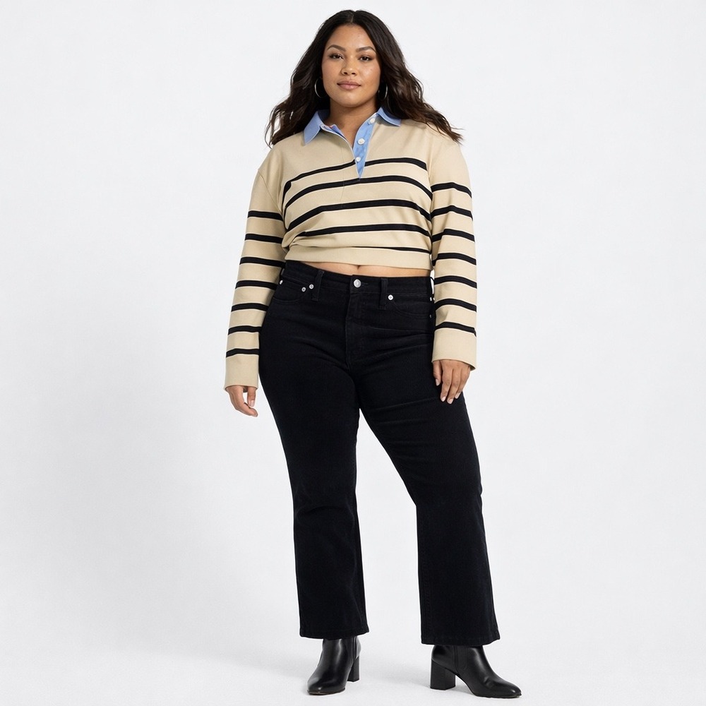 J.CREW Black High Rise Slim Demi Boot Corduroy Pants Sze 34 Dark Academia Preppy